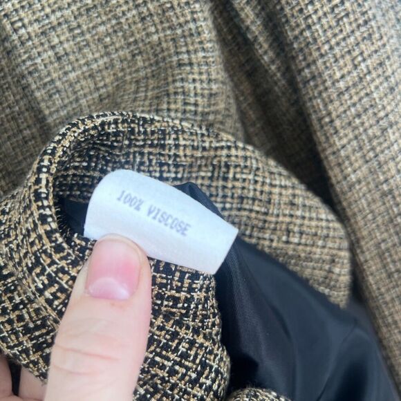 Rena Rowan for Saville Brown Tweed Single Breasted 3 Button Long Blazer Size 10 - Picture 12 of 13